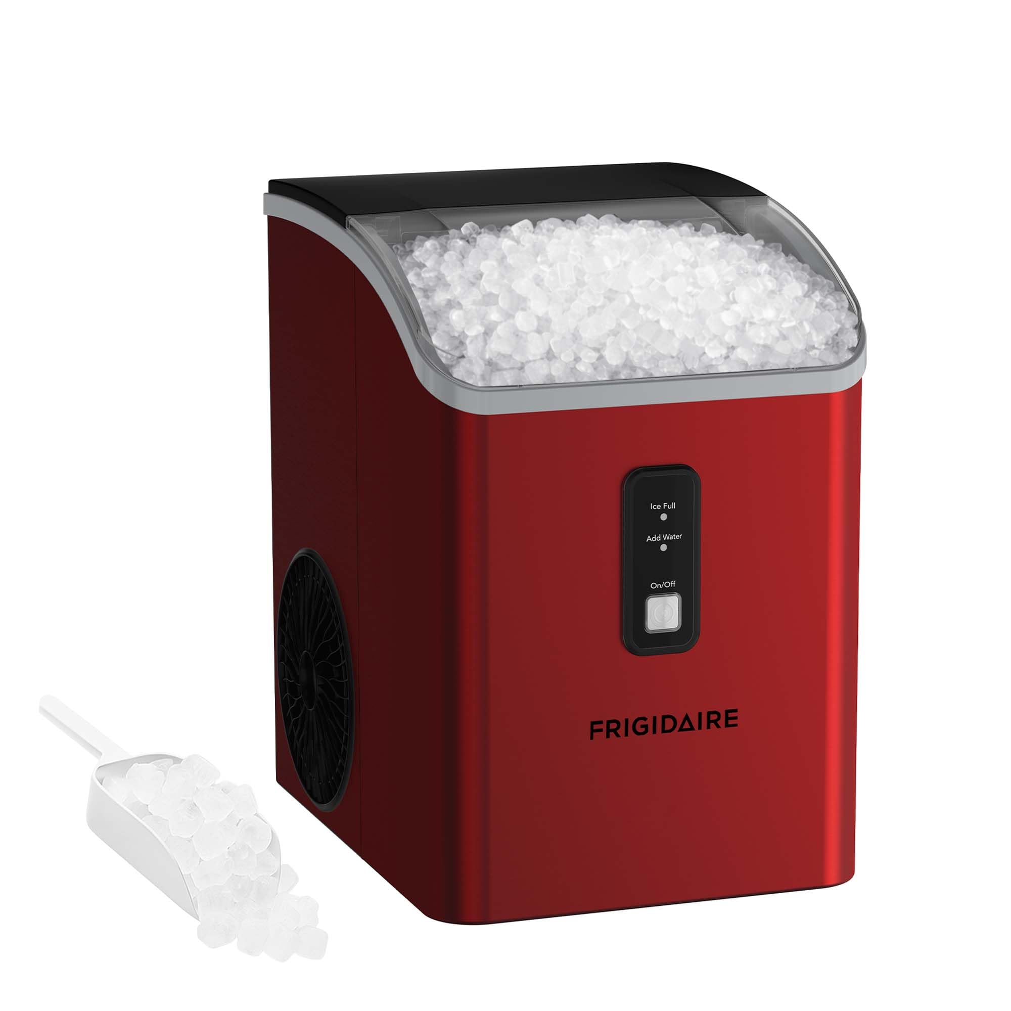 Frigidaire Countertop Crunchy Chewable Nugget Ice Maker, Compact, 33lbs per Day, Red Metallic Finish | Fridge.com
