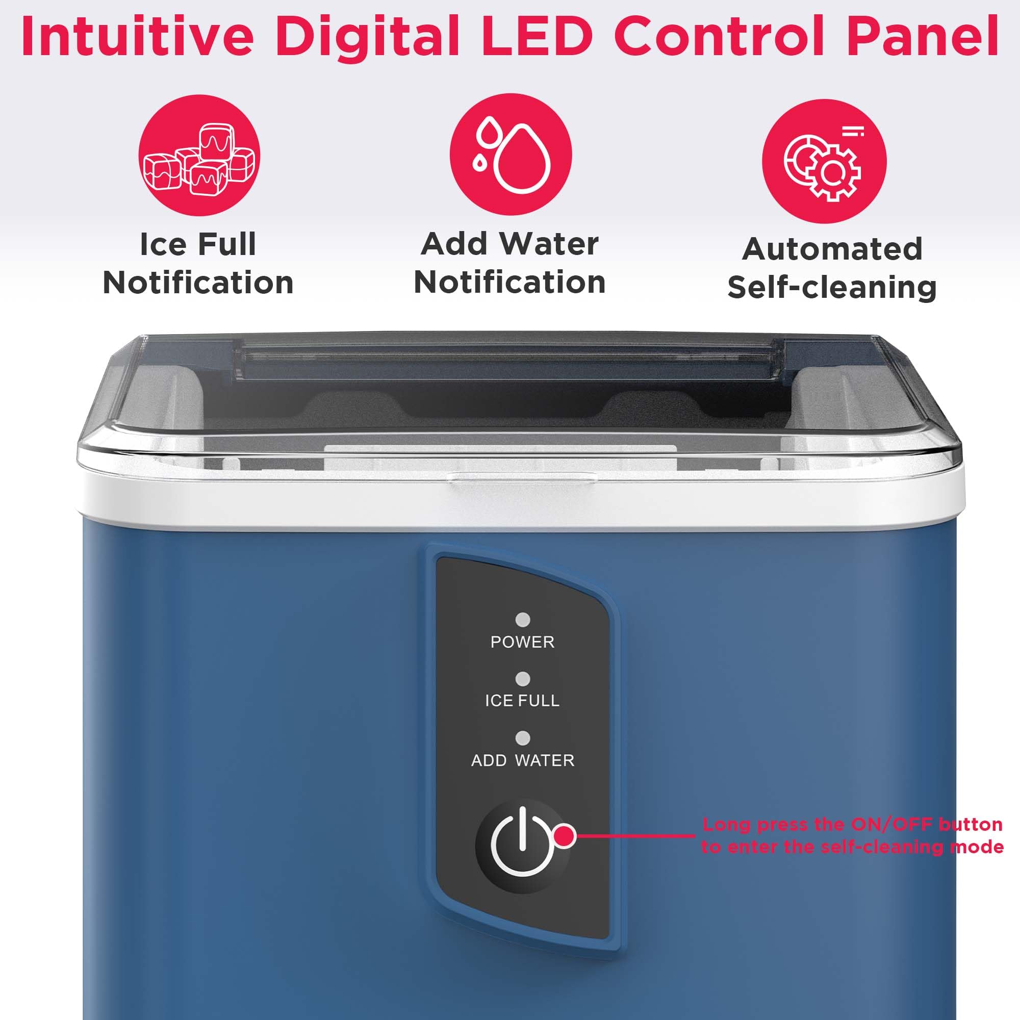 FRIGIDAIRE Compact Countertop Ice Maker Machine, Produces 26 lb of Bullet Ice per Day, Blue | Fridge.com
