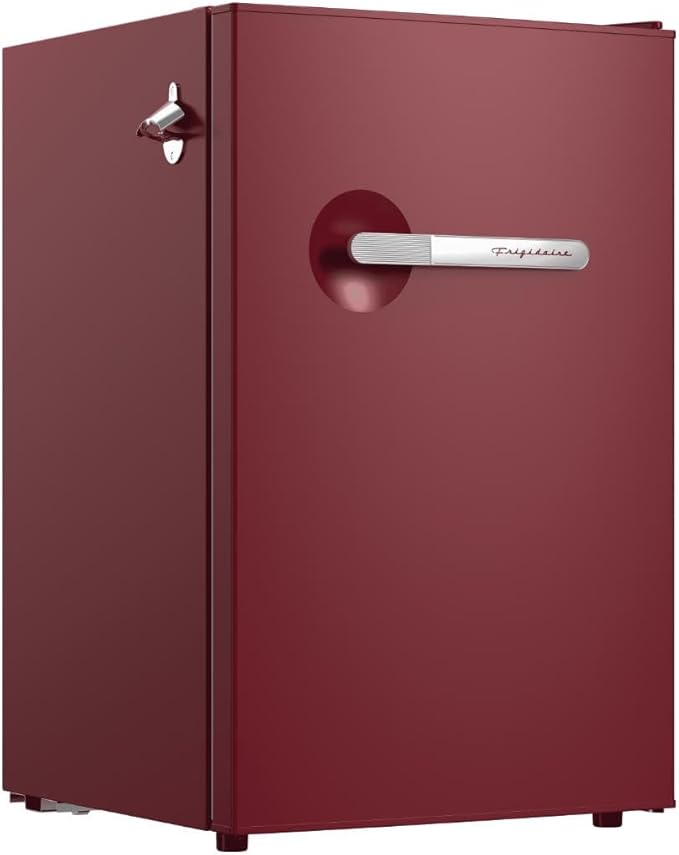 Frigidaire, 4.5 cu. ft. Retro Series Compact Refrigerator, Built-In Side Bottle Opener, Red - View 2 | Fridge.com