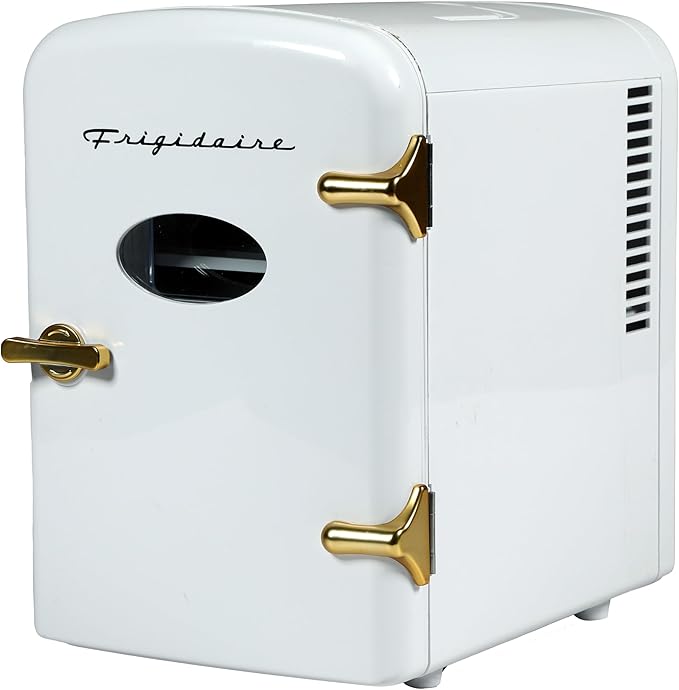Frigidaire Retro Mini Personal Fridge Cooler, Holds Up To 9 Cans, Portable For Car, Office, Bedroom, Dorm Room, Or Cabin, Includes 110V Ac And 12V Dc Cords - White Gold (Special Edition Color) - View 3 | Fridge.com