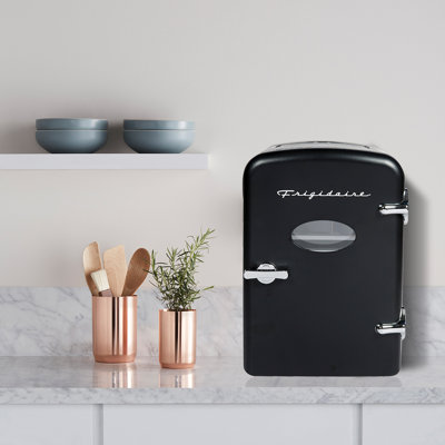 Frigidaire 9-Can 48-Watt Portable Retro Mini Refrigerator, Black - View 1 | Fridge.com