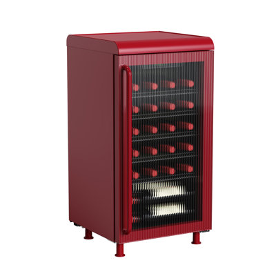 Frigidaire 3.1 Cu. ft. Retro Beverage Cooler with Tempered Glass Door, 117 Can Capacity Beverage Fridge with Built-in Bar Top, Merlot | Fridge.com