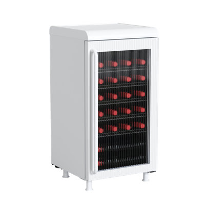 Frigidaire 3.1 Cu. ft. Retro Beverage Cooler with Tempered Glass Door, 117 Can Capacity Beverage Fridge with Built-in Bar Top, White | Fridge.com