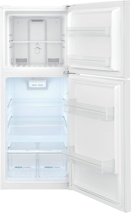 Frigidaire 10.1 Cu. Ft. Compact ADA Top Freezer Refrigerator in White with Electronic Control Panel, Reversible Door Swing, ENERGY STAR | Fridge.com