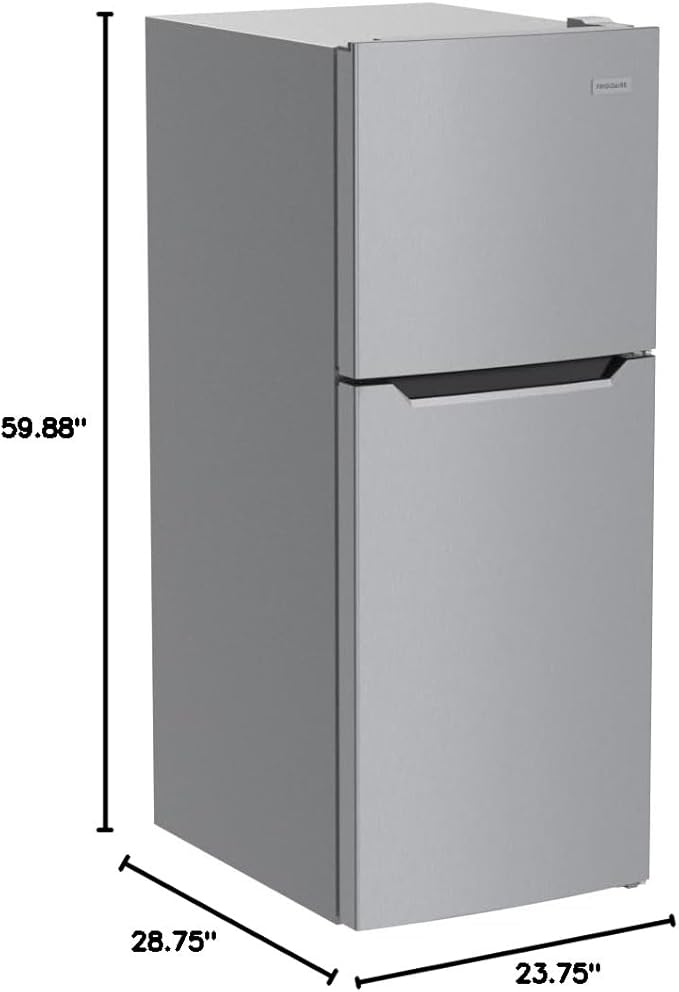 Frigidaire 11.6 cu. ft. Compact ADA Top Freezer Refrigerator In Brushed Steel With Electronic Control Panel, Reversible Door Swing, Energy Star - View 5 | Fridge.com