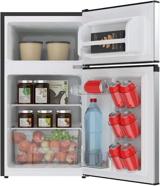 Frigidaire 3.2 cu ft Double Door Top Freezer Refrigerator, Stainless - View 4 | Fridge.com
