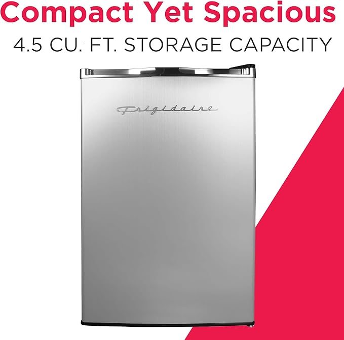 Frigidaire Compact Fridge, 4.5 Cubic Feet, Stainless Steel - View 2 | Fridge.com