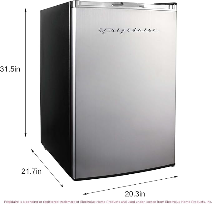 Frigidaire Compact Fridge, 4.5 Cubic Feet, Stainless Steel - View 5 | Fridge.com