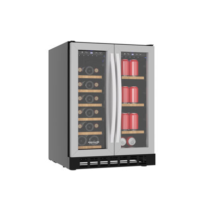 Frigidaire Gallery 24" Width 41 Cans & 18 Bottle Dual Zone Built In Beverage Refrigerator, Wood Shelves | Fridge.com