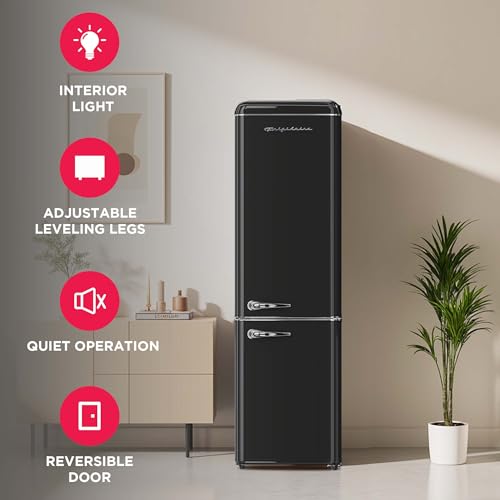 Frigidaire Retro 9.2 Cubic Foot Fridge With Bottom Mount Freezer, 9.2 Cu. Ft, Black - View 3 | Fridge.com