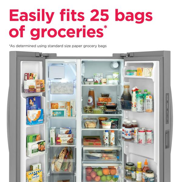 Frigidaire Gallery 25.9 cu. ft. Side-By-Side Refrigerator 36-Inch Wide In Stainless Steel - View 5 | Fridge.com