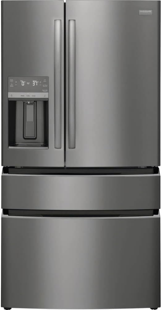 Frigidaire Gallery 21.5 cu ft Counter-Depth 4-Door French Door Refrigerator – 36″ Width, External Ice & Water Dispenser, Convertible Temp Drawer, Smudge-Proof Black Stainless Steel (Model GRMC2273CD) | Fridge.com