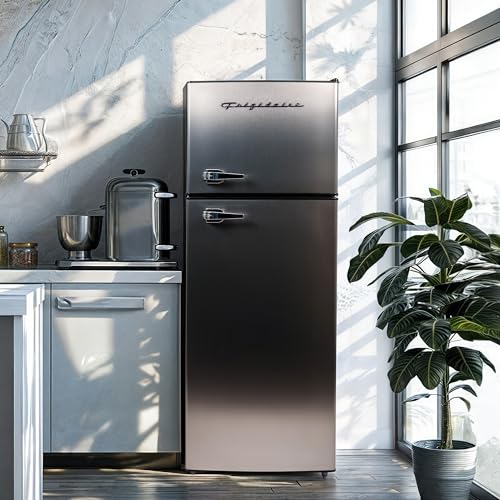 Frigidaire, 2 Door Apartment Size Refrigerator/Freezer Combo, 7.5 cu ft, Platinum Series, Stainless, 23" D X 21.5" W X 55.5" H - View 2 | Fridge.com