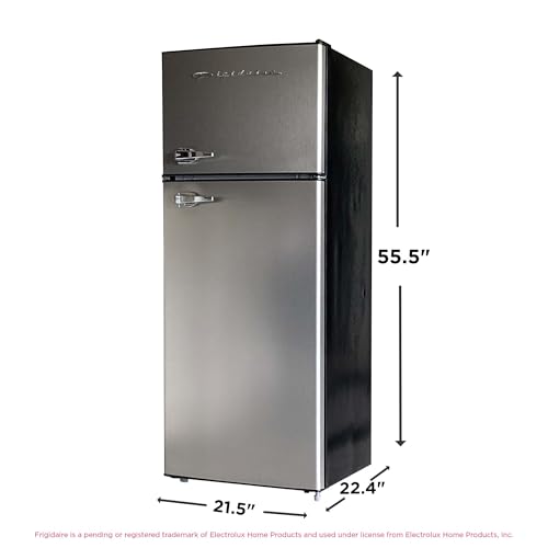 Frigidaire, 2 Door Apartment Size Refrigerator/Freezer Combo, 7.5 cu ft, Platinum Series, Stainless, 23" D X 21.5" W X 55.5" H - View 3 | Fridge.com