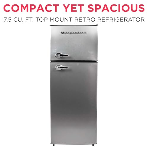 Frigidaire, 2 Door Apartment Size Refrigerator/Freezer Combo, 7.5 cu ft, Platinum Series, Stainless, 23" D X 21.5" W X 55.5" H - View 4 | Fridge.com