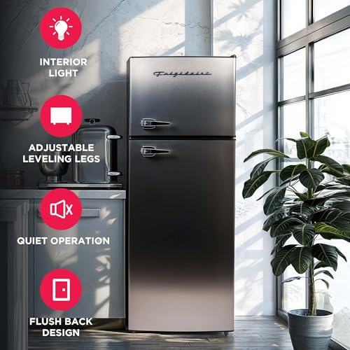 Frigidaire, 2 Door Apartment Size Refrigerator/Freezer Combo, 7.5 cu ft, Platinum Series, Stainless, 23" D X 21.5" W X 55.5" H - View 6 | Fridge.com