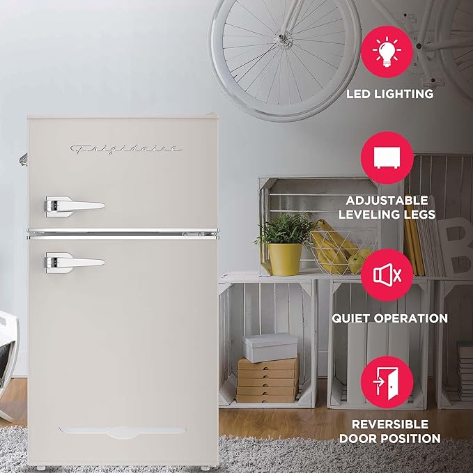Frigidaire Efr840-Cream Efr840 Retro Mini Fridge With Freezer & Side Bottle Opener-Small 2 Door Refrigerator For Office Bar Or College Dorm Room-3.1 Cu Ft (Cream) - View 4 | Fridge.com