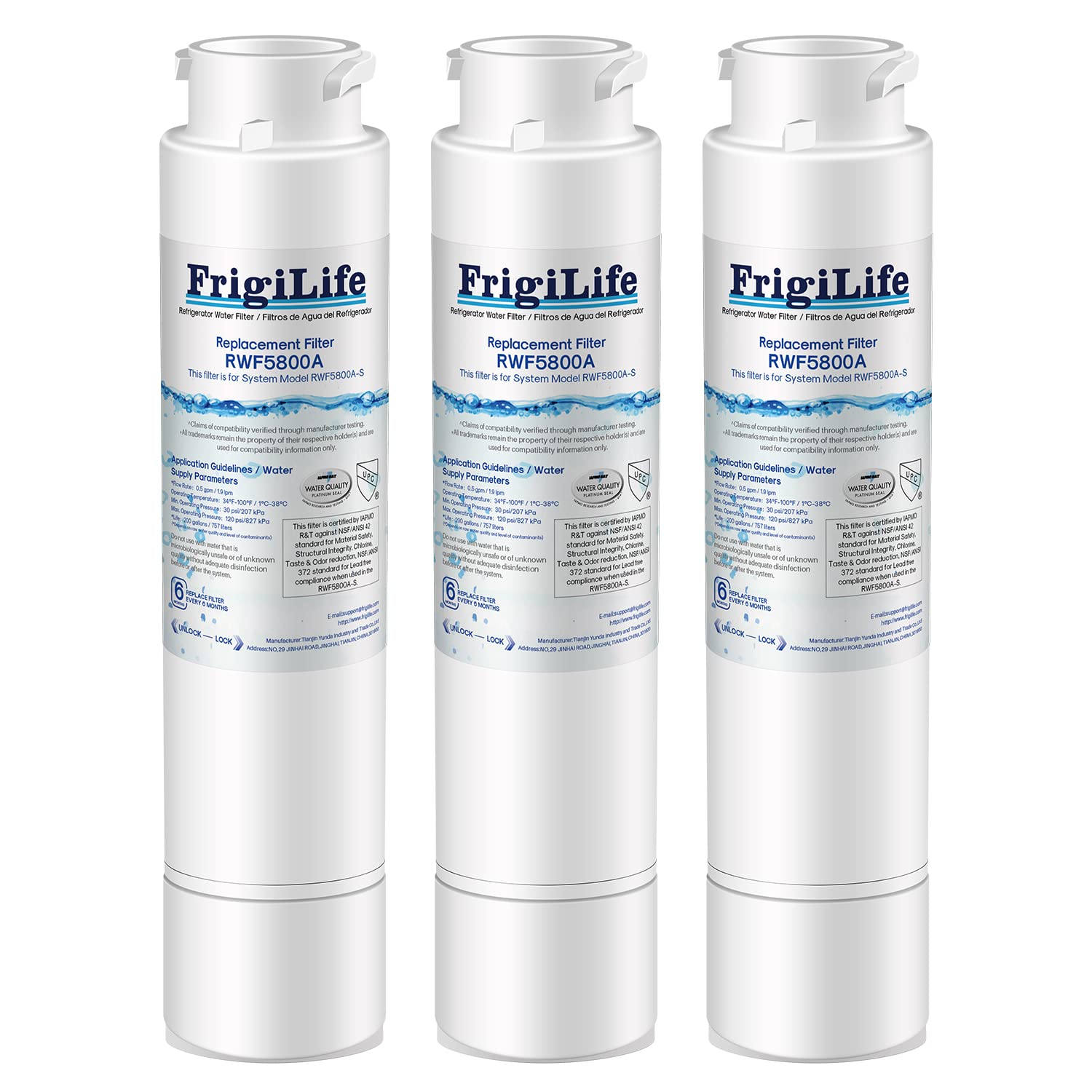 FrigiLife RWF5800A Refrigerator Water Filter Replacement for Frigidaire EPTWFU01 EWF02 Pure Source Ultra II, PureSource Ultra 2, SCWFTCTO, GP006, EPTWFUO1, MR022, JO22, BO022, TH-01, DE022, 1007 3PACK | Fridge.com