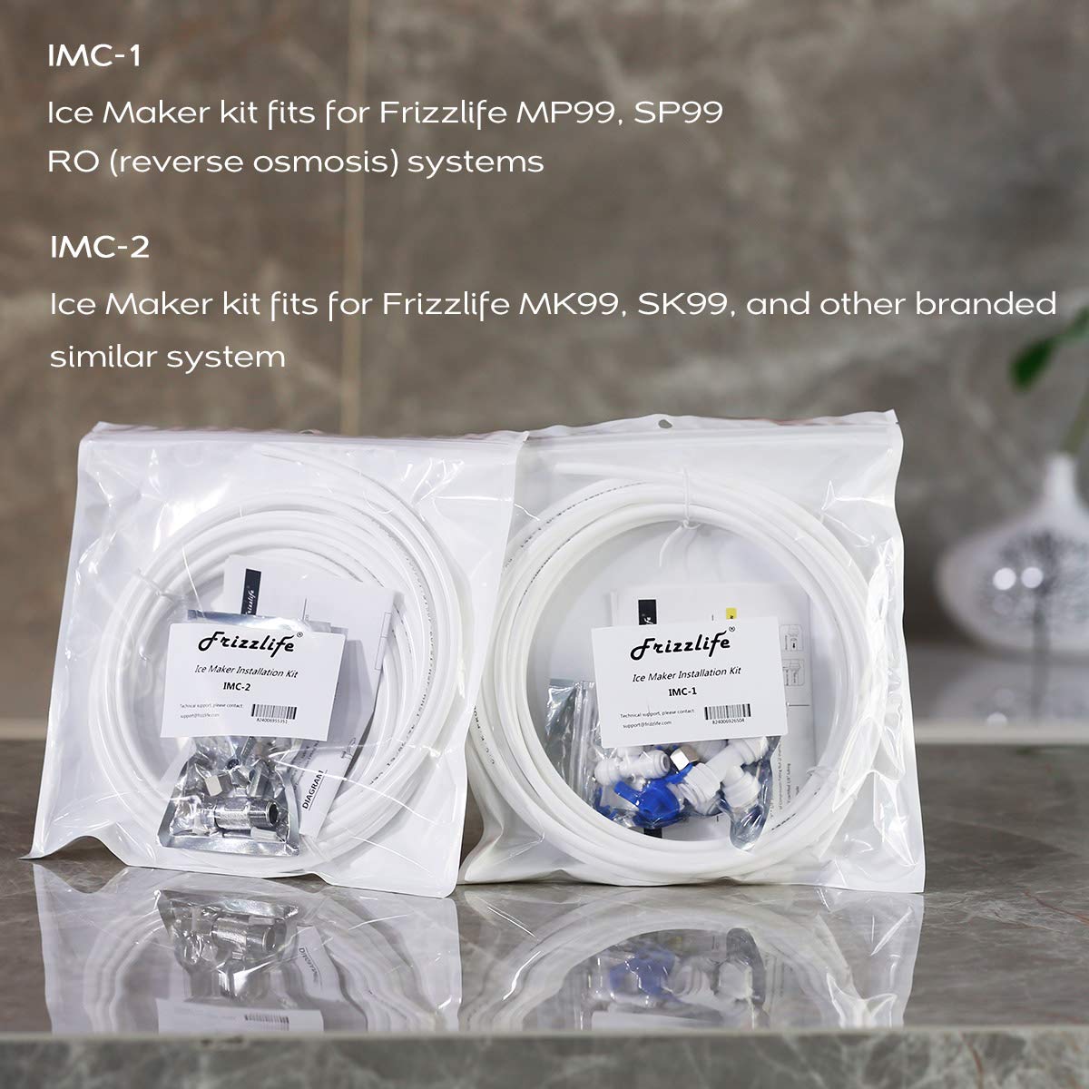 Frizzlife Imc-2 Ice Maker Fridge Water Line Installation Kit Fits For 3/8” Braided Hose Connection Braid Hose Connect Water Filter System - View 6 | Fridge.com
