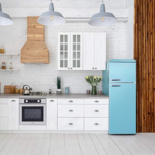 Galanz GLR12TBEEFR Refrigerator, Dual Door Fridge, Adjustable Electrical Thermostat Control with Top Mount Freezer Compartment, Retro Blue, 12.0 Cu Ft | Fridge.com