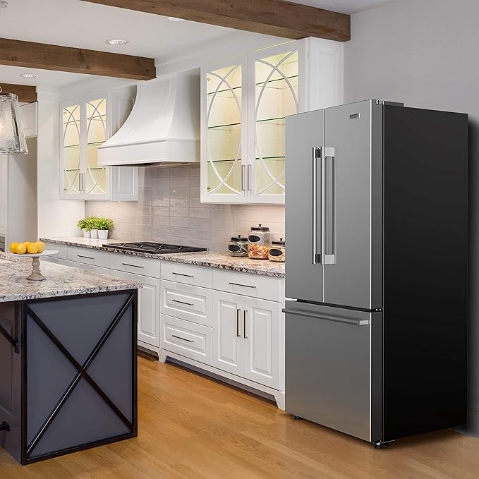 Galanz GLR16FS2K16 3 French Door Refrigerator With Bottom Freezer & Installed Ice Maker, 16 cu ft, Stainless Steel - View 6 | Fridge.com