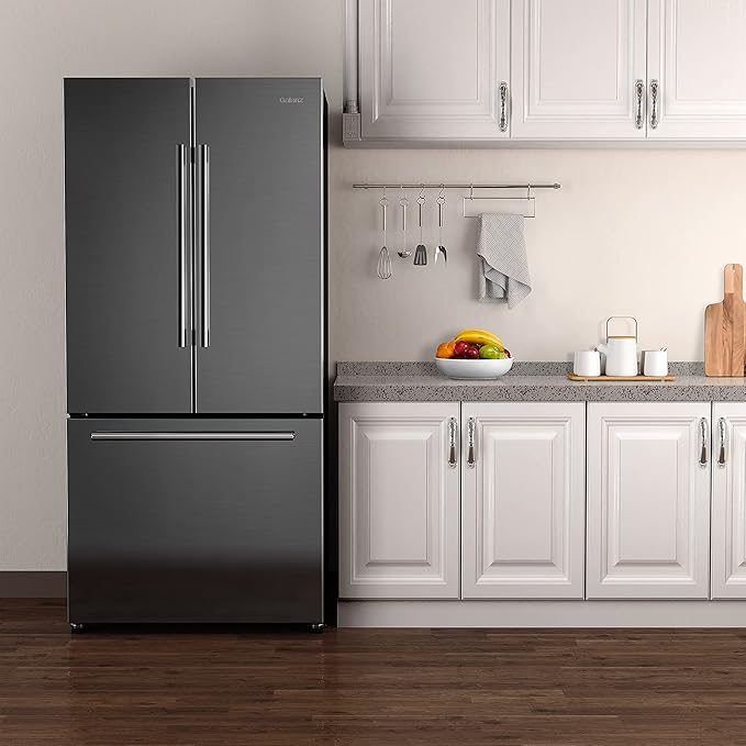 Galanz GLR18FS5S16 French Door Refrigerator With Installed Ice Maker And Bottom Freezer Adjustable Electrical Thermostat Control, Frost Free, Energy Star Certified, Stainless Steel, 18 cu ft - View 5 | Fridge.com