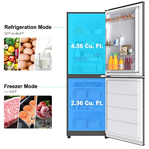 Galanz GLR74BS1E04 Retro Refrigerator With Bottom Mount Adjustable Mechanical Thermostat With Freezer, Versatile Door Storage, 7.4 cu.ft, Stainless Steel - View 4 | Fridge.com
