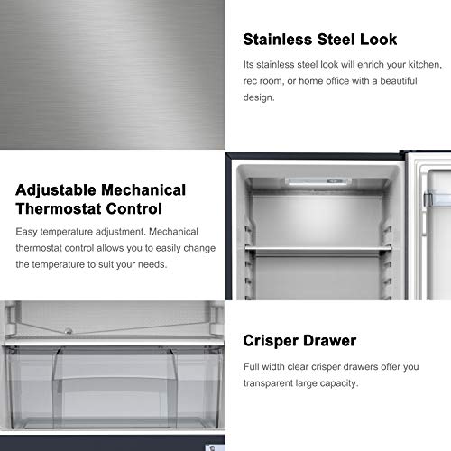 Galanz GLR74BS1E04 Retro Refrigerator With Bottom Mount Adjustable Mechanical Thermostat With Freezer, Versatile Door Storage, 7.4 cu.ft, Stainless Steel - View 5 | Fridge.com