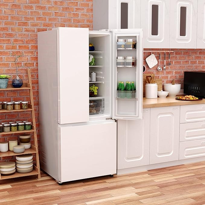 Galanz 3-Door French Door Refrigerator With Bottom Freezer & Adjustable Thermostat, 16 cu ft, White - View 5 | Fridge.com