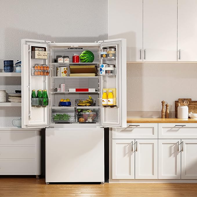 Galanz 3-Door French Door Refrigerator With Bottom Freezer & Adjustable Thermostat, 16 cu ft, White - View 6 | Fridge.com