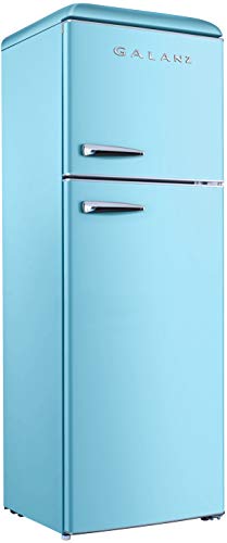 Galanz GLR12TBEEFR Refrigerator, Dual Door Fridge, Adjustable Electrical Thermostat Control With Top Mount Freezer Compartment, Retro Blue, 12.0 cu ft - View 2 | Fridge.com