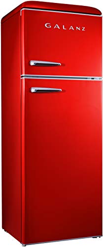 Galanz GLR12TBEEFR Refrigerator, Dual Door Fridge, Adjustable Electrical Thermostat Control with Top Mount Freezer Compartment, Retro Blue, 12.0 Cu Ft (Red) | Fridge.com