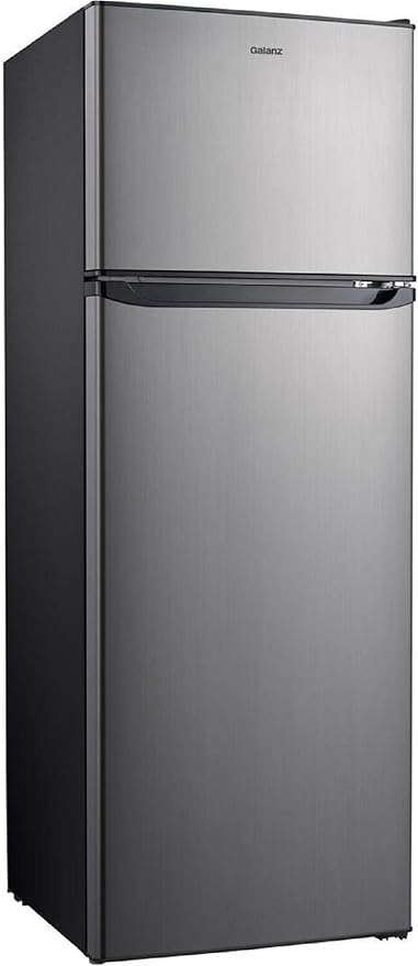 Galanz GLR12TS5F Refrigerator, Dual Door Fridge, Adjustable Electrical Thermostat Control with Top Mount Freezer Compartment, 12.0 Cu.Ft, Stainless Steel, 12 | Fridge.com