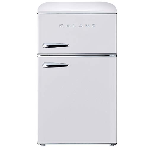 Galanz GLR31TWEER Retro Compact Refrigerator, Mini Fridge with Dual Doors, Adjustable Mechanical Thermostat with Freezer, White, 3.1 Cu FT | Fridge.com