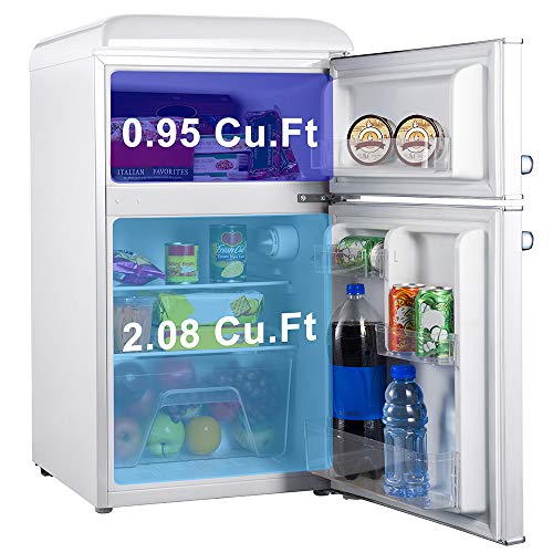Galanz Glr31tweer Retro Compact Refrigerator, Mini Fridge With Dual Doors, Adjustable Mechanical Thermostat With Freezer, White, 3.1 Cu Ft - View 4 | Fridge.com