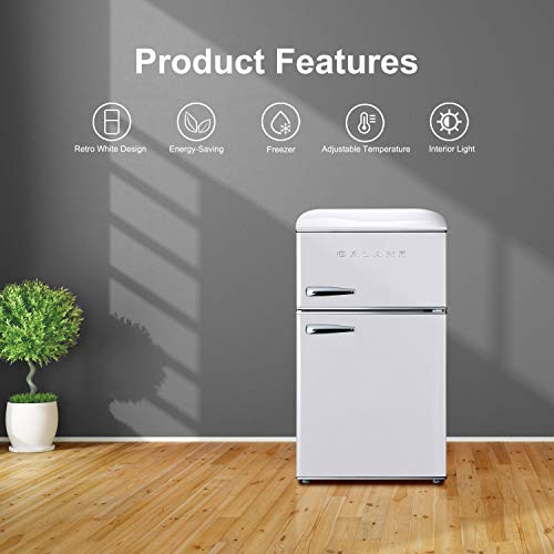 Galanz Glr31tweer Retro Compact Refrigerator, Mini Fridge With Dual Doors, Adjustable Mechanical Thermostat With Freezer, White, 3.1 Cu Ft - View 5 | Fridge.com