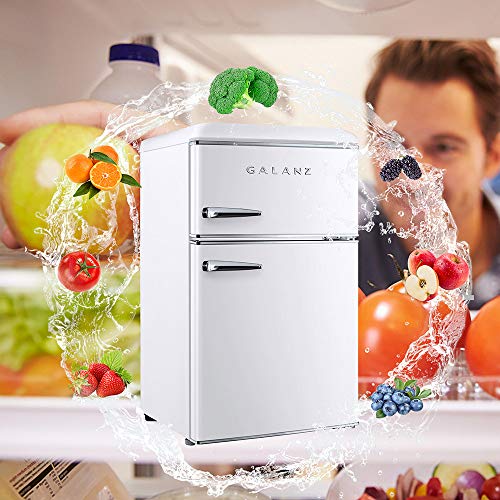 Galanz Glr31tweer Retro Compact Refrigerator, Mini Fridge With Dual Doors, Adjustable Mechanical Thermostat With Freezer, White, 3.1 Cu Ft - View 6 | Fridge.com
