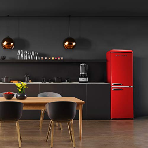 Galanz GLR74BRDR12 Retro Refrigerator With Bottom Mount Freezer Frost Free, Dual Door Fridge, Adjustable Electrical Thermostat Control, 7.4 cu ft, Red - View 2 | Fridge.com