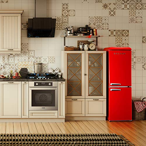 Galanz GLR74BRDR12 Retro Refrigerator With Bottom Mount Freezer Frost Free, Dual Door Fridge, Adjustable Electrical Thermostat Control, 7.4 cu ft, Red - View 6 | Fridge.com