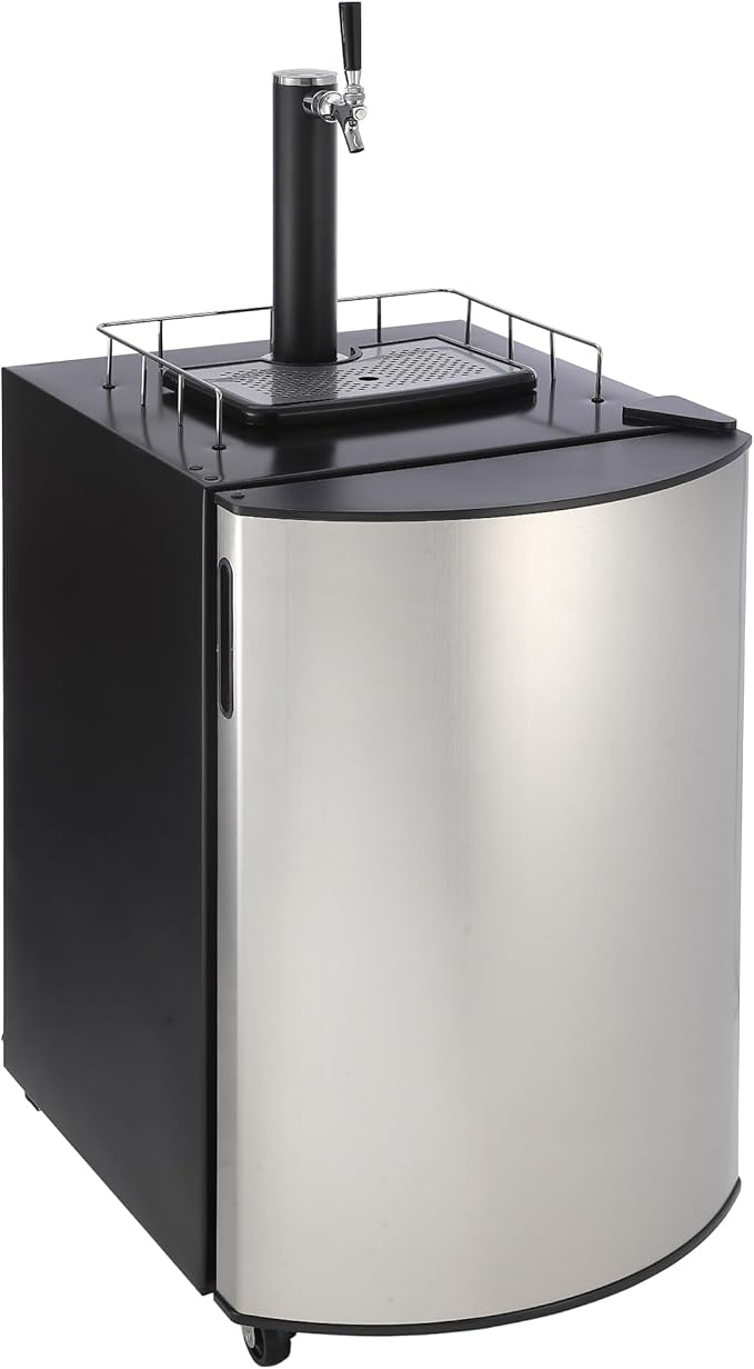GarveeHome Beer Kegerator, Single Tap Draft Beer Dispenser Full Size Keg Refrigerator With Shelves, Stainless Steel, Drip Tray & Rail,32°F- 50°F Temperature Control Coller 128 L | Fridge.com