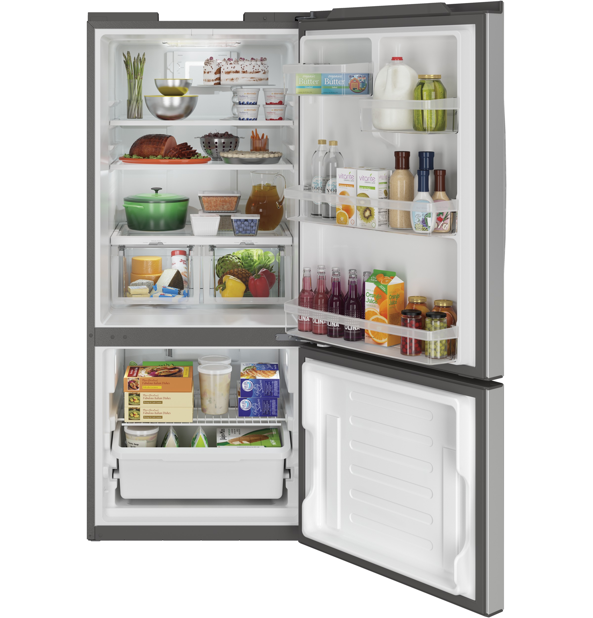 GE Energy Star 20.9 cu. ft. Bottom-Freezer Refrigerator - View 4 | Fridge.com