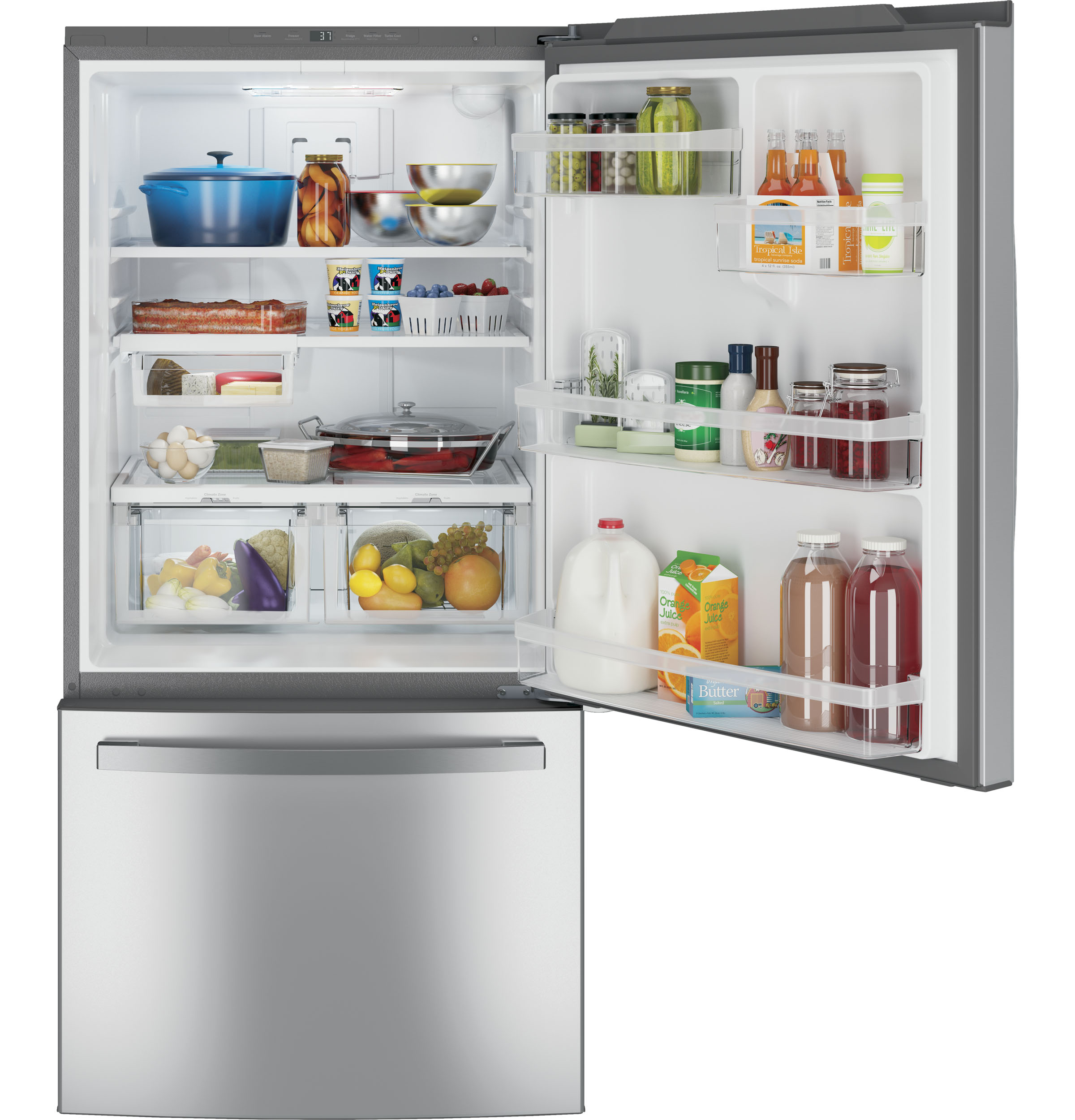 33" 24.08 cu. ft Bottom Freezer Refrigerator - View 3 | Fridge.com