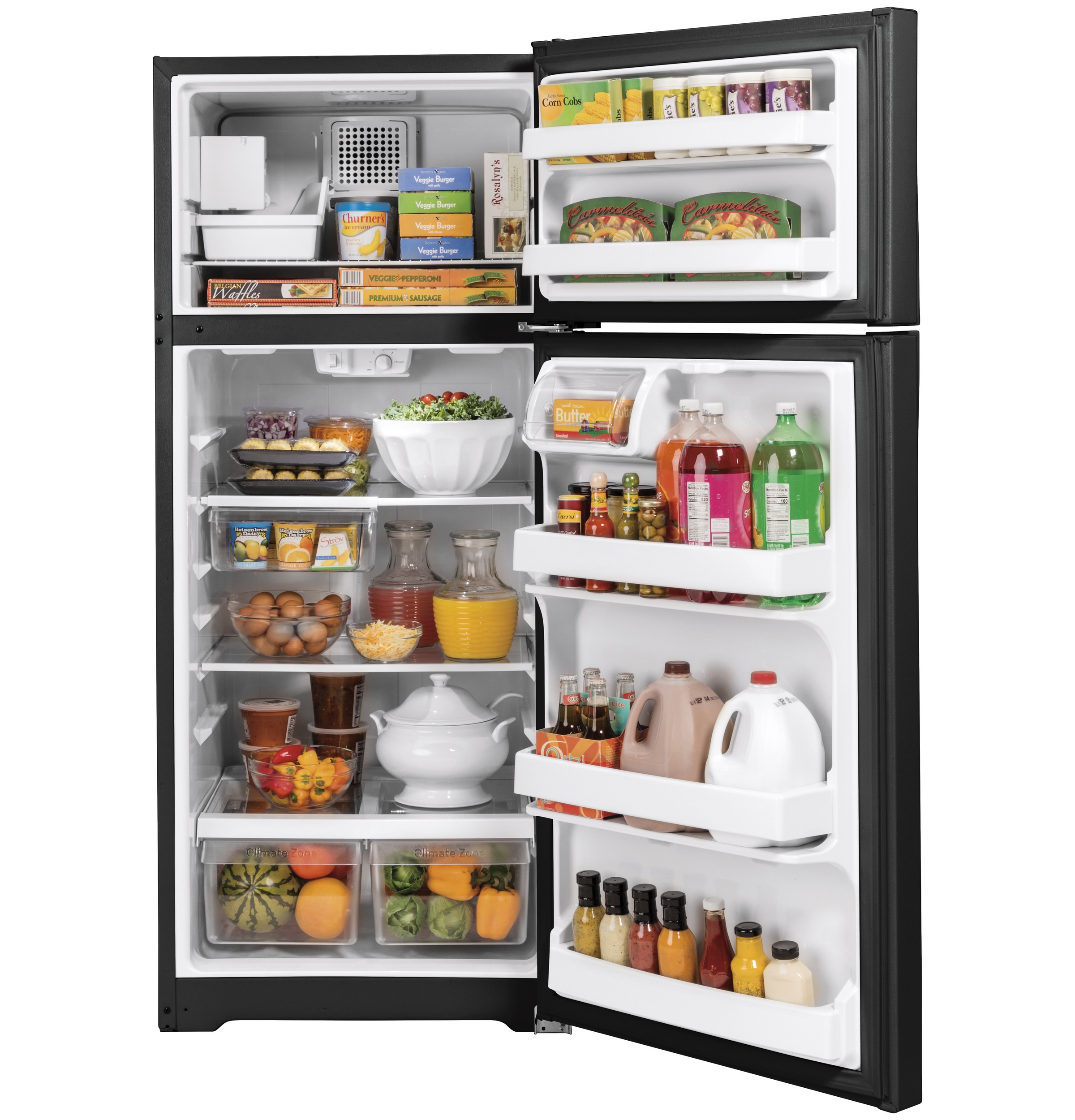 GE Appliances 28 in. 17.5 cu. ft. Top Freezer Refrigerator GIE18GTNRBB - View 4 | Fridge.com