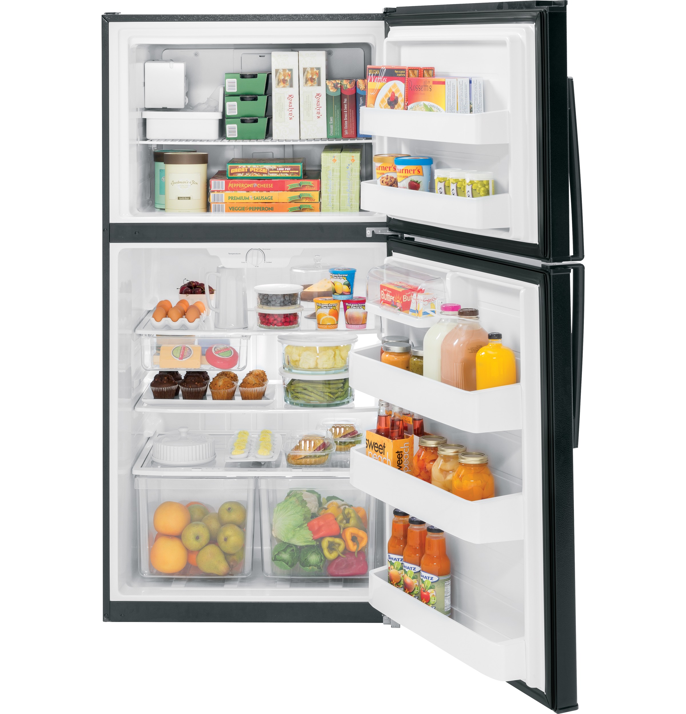 GE Energy Star 21.1 cu. ft. Top-Freezer Refrigerator - View 3 | Fridge.com