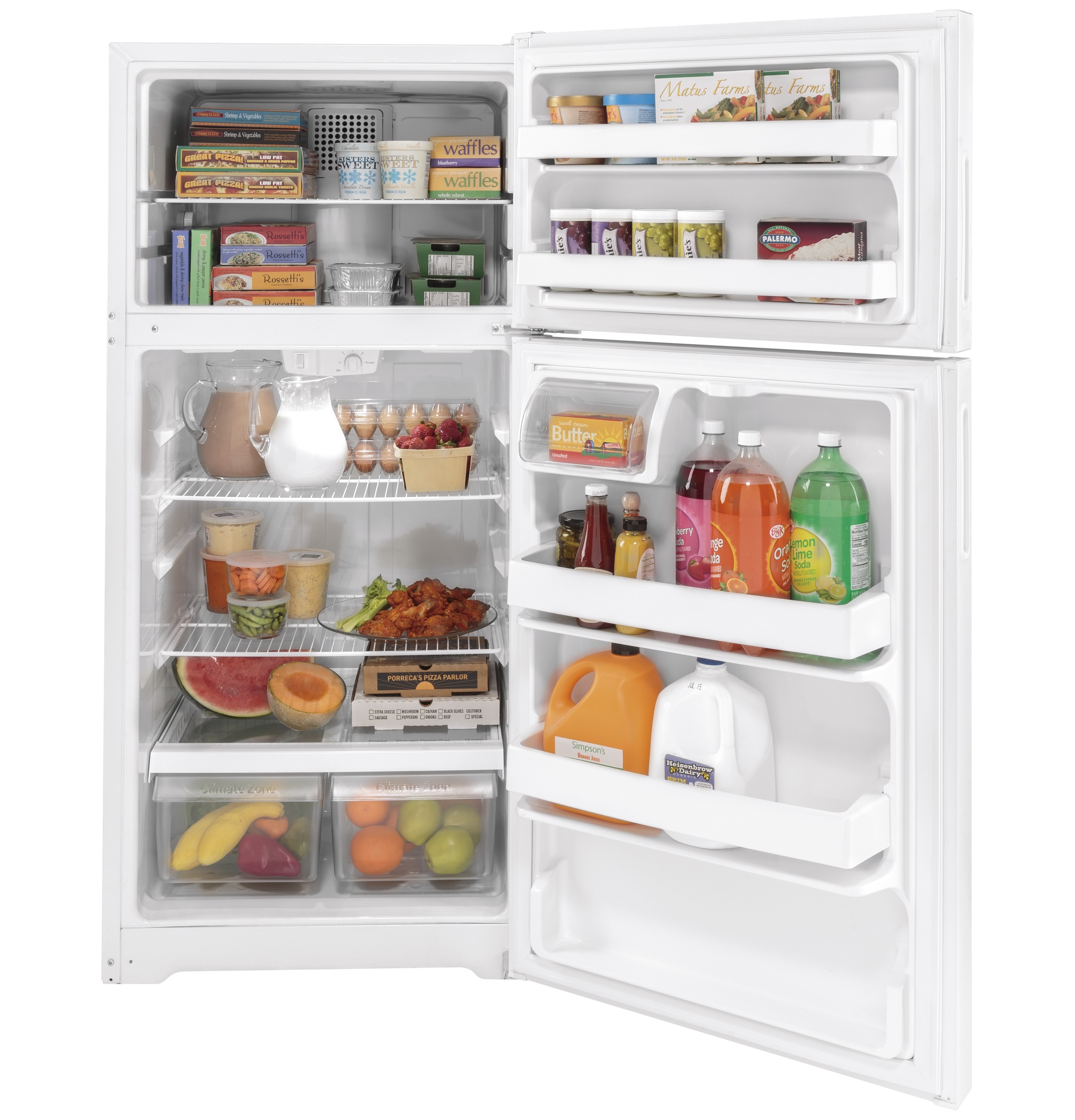 GE Energy Star 16.6 cu. ft. Recessed Handle Top-Freezer Refrigerator - View 4 | Fridge.com