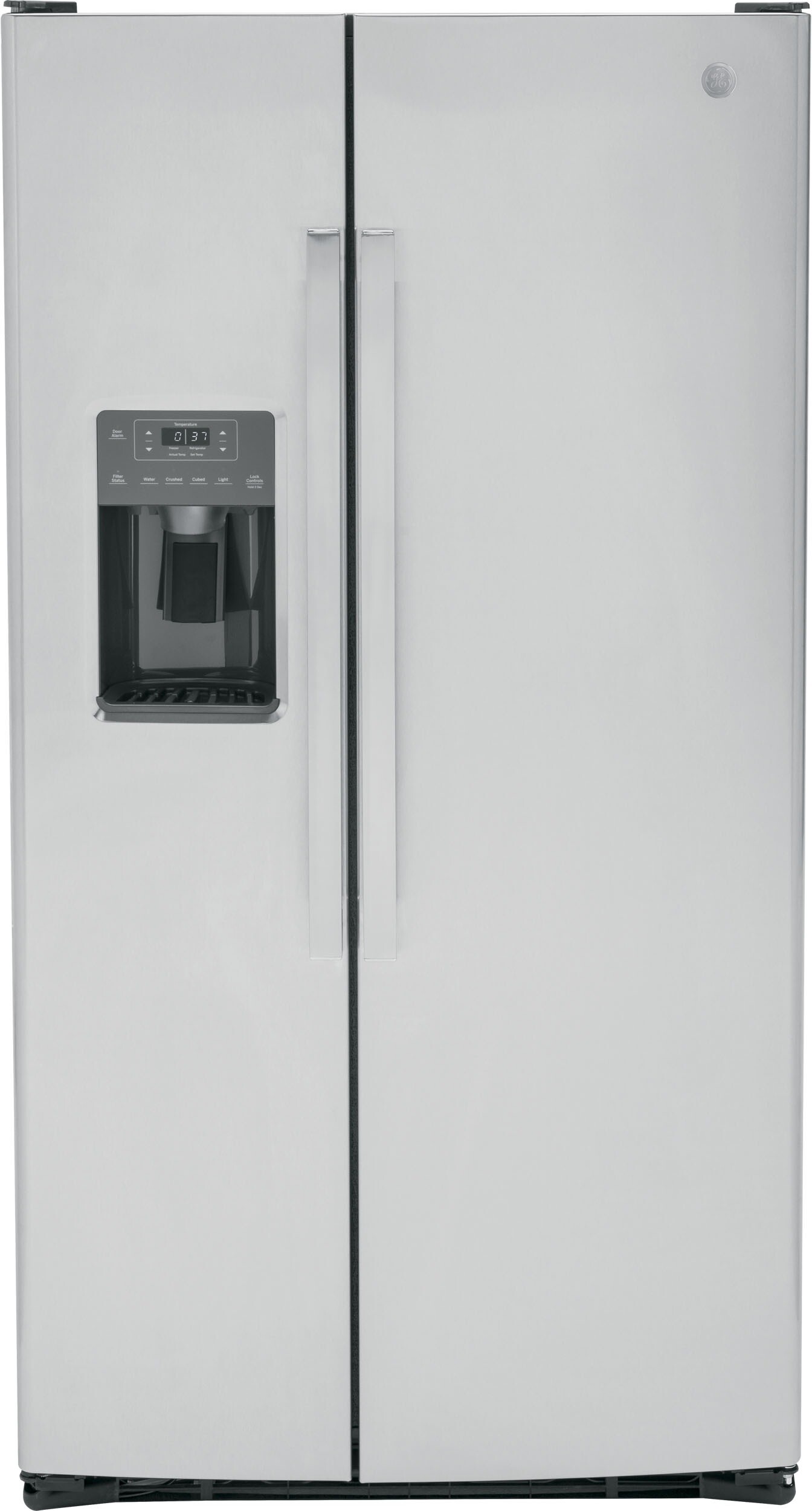 GE 25.3 cu. ft. Side by Side Refrigerator in Fingerprint Resistant Stainless Steel, Standard Depth | Fridge.com