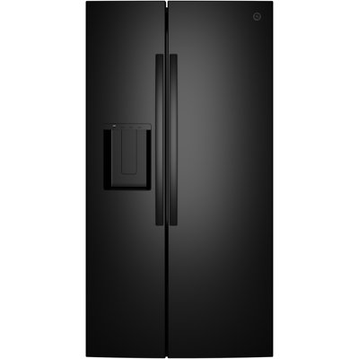 GE ENERGY STAR 27.9 Cu. Ft. Side-By-Side Refrigerator with Extra Tall Dispenser and In-Door Icemaker — GE Appliances, model GSE28NGYBB