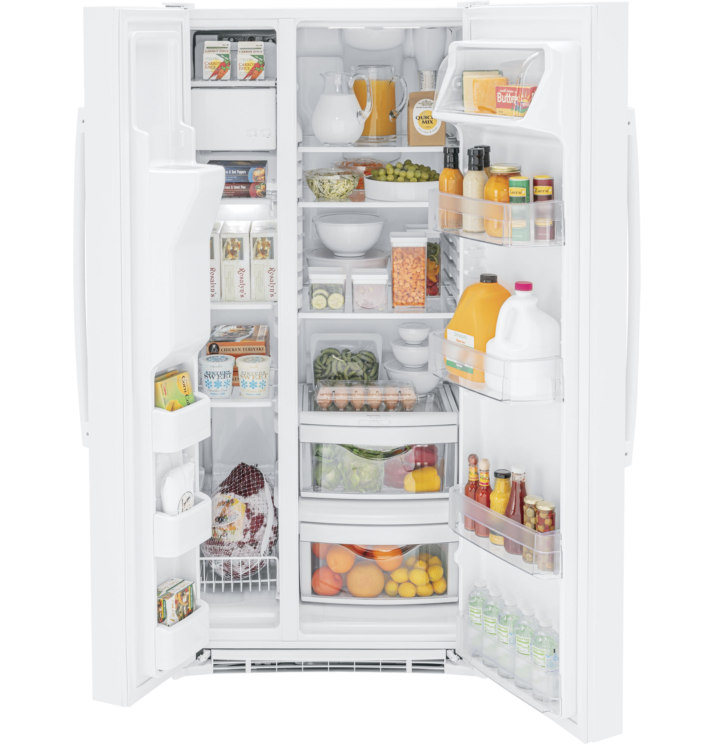 GE 33" Side By Side 23 cu. ft. Refrigerator - View 3 | Fridge.com