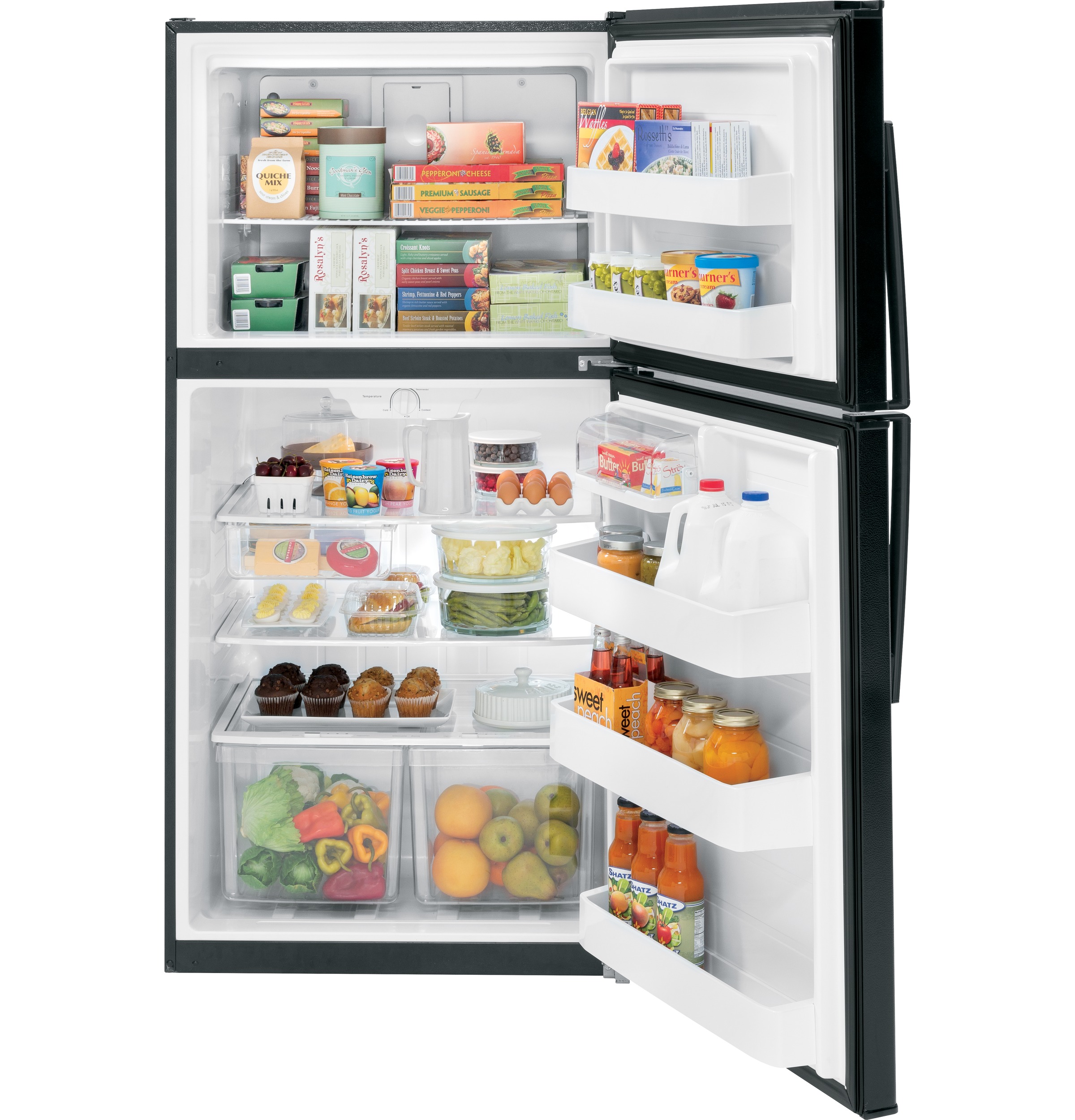 GE Energy Star 21.1 cu. ft. Top-Freezer Refrigerator - View 3 | Fridge.com