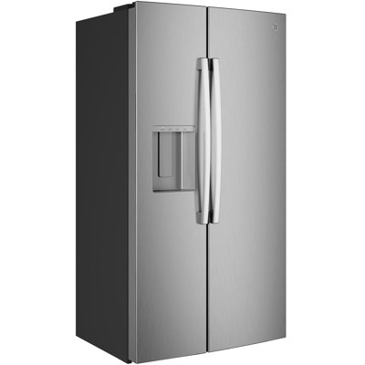 GE ENERGY STAR 23.6 Cu. Ft. Counter-Depth Side-By-Side Refrigerator with Extra Tall Dispenser and In-Door — GE Appliances, model GZE24NYYFS